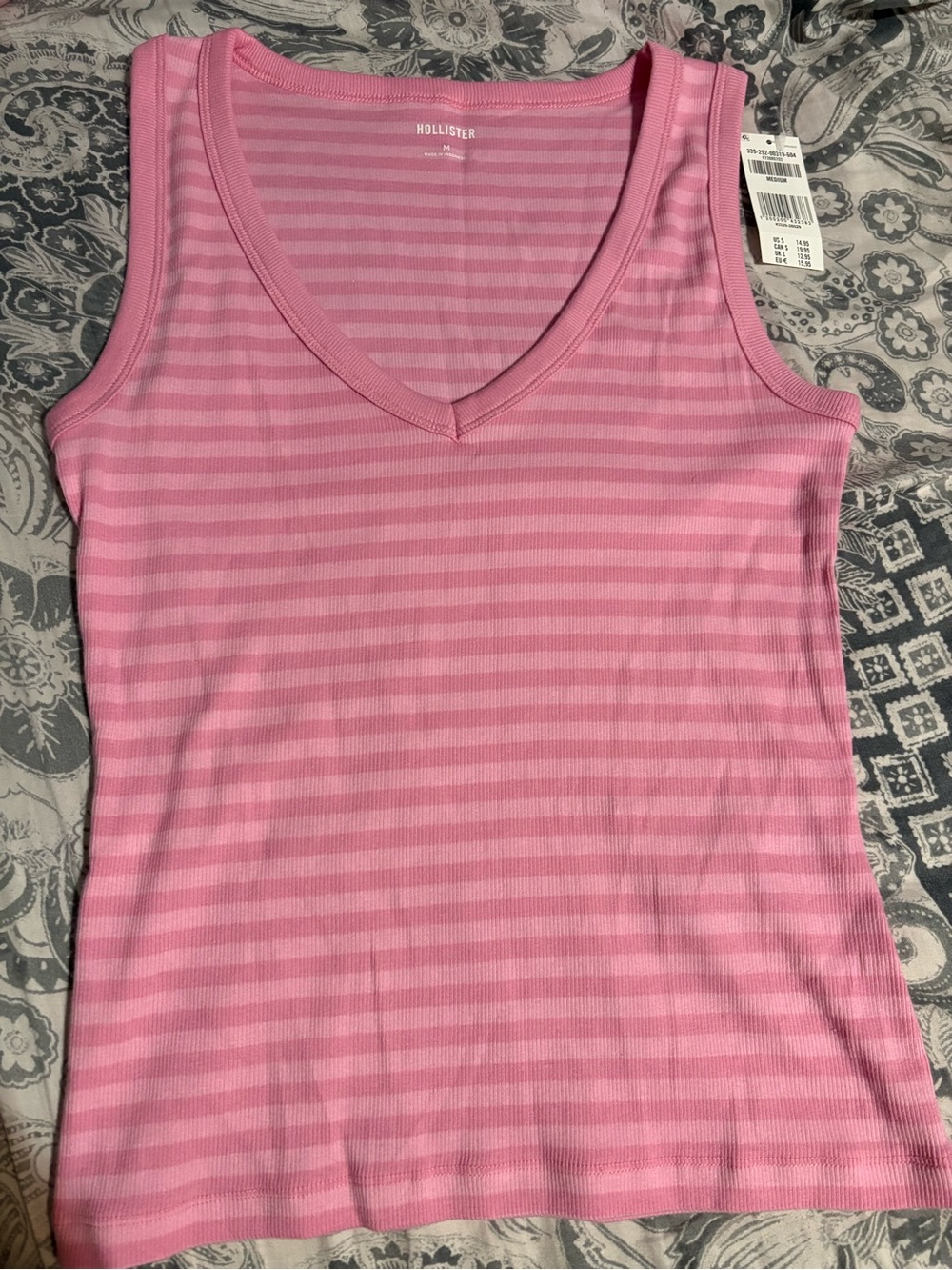 BNWT Hollister Pink Stripe Ribbed Tank Top